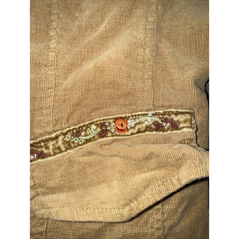 Corduroy Blazer M Embroidered Beaded Trim Six Degrees Of Separation Retro Boho - Picture 2 of 6
